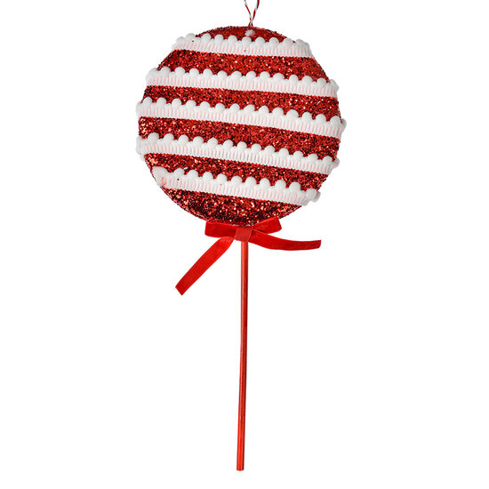 Clayre & Eef | Kerstdecoratie Lolly Rood Wit 14x4x30 cm | 66187