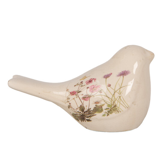 Clayre &amp; Eef   | Decoratie beeld Vogel Beige Roze 16x7x9 cm | 6CE1953S
