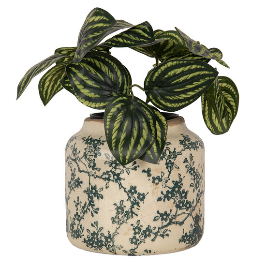 Clayre &amp; Eef   | Bloempot Binnen Beige Groen &oslash; 16x15 cm | 6CE1975M