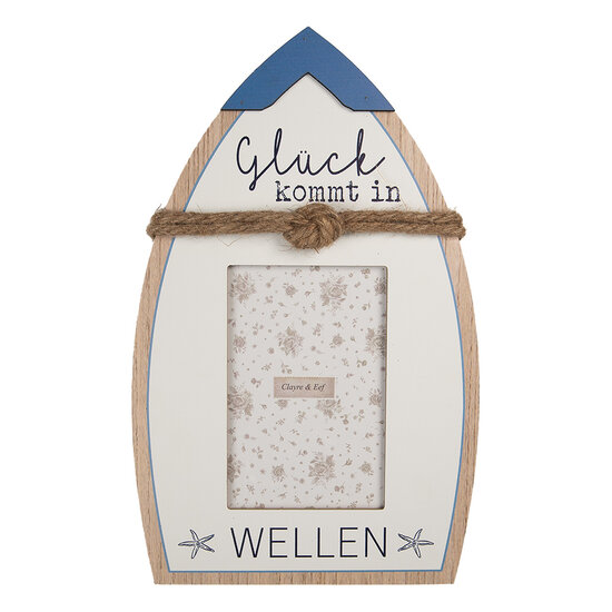 Clayre & Eef | Fotolijst Wit Blauw 20x2x32 cm / 10x15 cm | 2F1225