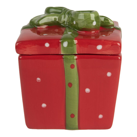 Clayre & Eef | Voorraadpotje met deksel Rood Groen 9x9x11 cm | 6CE2149