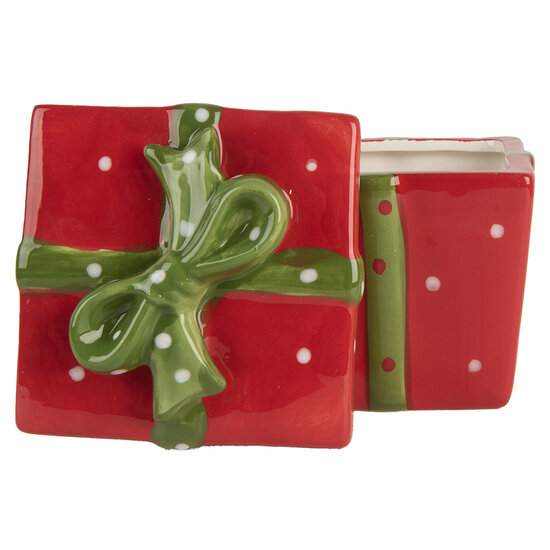 Clayre & Eef | Voorraadpotje met deksel Rood Groen 9x9x11 cm | 6CE2149
