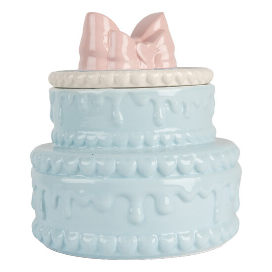 Clayre & Eef | Decoratie pot met deksel Blauw Roze ø 13x15 cm | 6CE2146