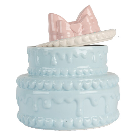 Clayre & Eef | Decoratie pot met deksel Blauw Roze ø 13x15 cm | 6CE2146
