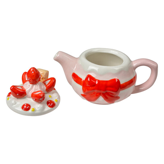 Clayre & Eef | Theepot Roze Wit 17x10x13 cm / 325 ml | 6CETE0183