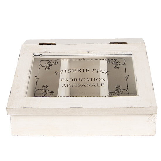 Clayre & Eef | Theedoos klein Wit 18x16x9 cm | 6H2398