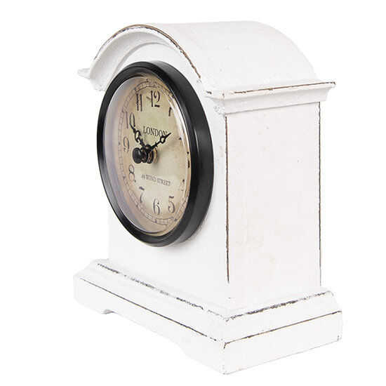 Clayre & Eef | Tafelklok Wit Bruin 13x7x14 cm / 1xAA | 6KL0831