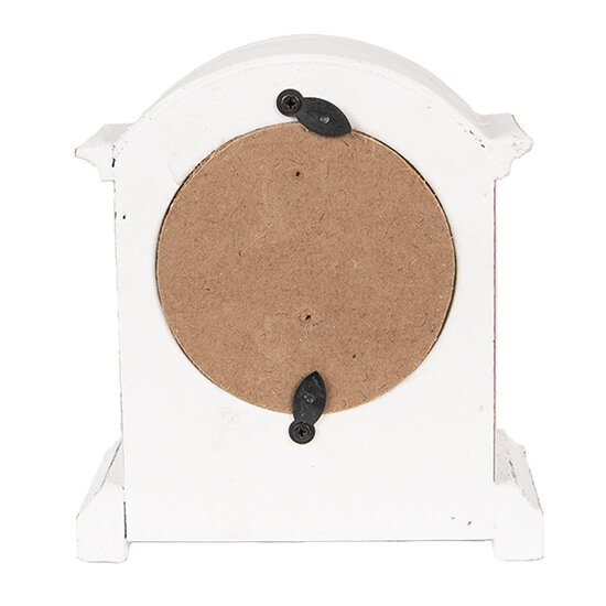 Clayre & Eef | Tafelklok Wit Bruin 13x7x14 cm / 1xAA | 6KL0831