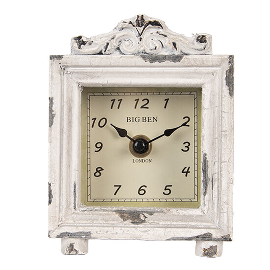 Clayre &amp; Eef   | Tafelklok Grijs Beige 10x6x14 cm / 1xAA | 6KL0832