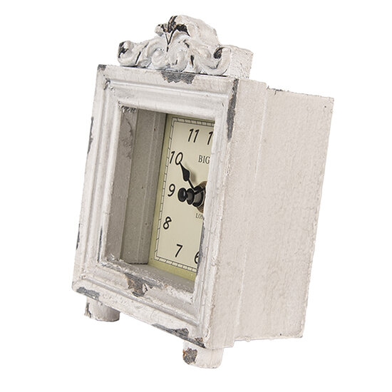 Clayre &amp; Eef   | Tafelklok Grijs Beige 10x6x14 cm / 1xAA | 6KL0832