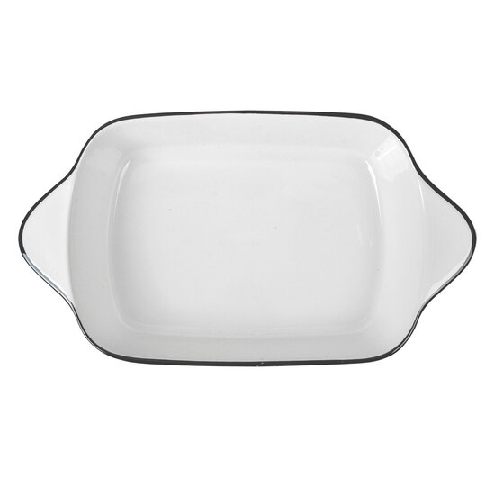 Clayre & Eef | Schaal Wit Zwart 26x15x5 cm / 550 ml | 6CE2165