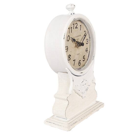 Clayre & Eef | Tafelklok Wit Beige 14x6x23 cm / 1xAA | 6KL0833