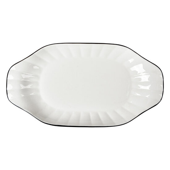 Clayre & Eef | Schaal Wit Zwart 29x16x3 cm | 6CE2166