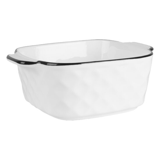 Clayre & Eef | Kom Wit Zwart 15x12x5 cm / 400 ml | 6CEBO0212