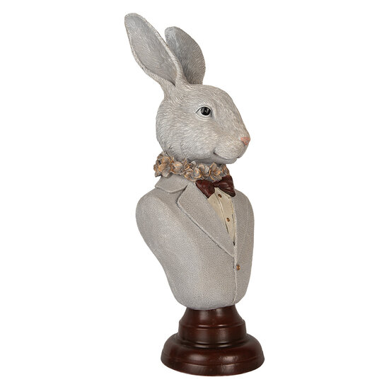 Clayre & Eef | Decoratie Beeld Konijn Grijs Bruin 15x13x39 cm | 6PR5361