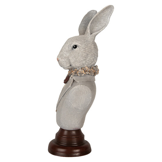 Clayre & Eef | Decoratie Beeld Konijn Grijs Bruin 15x13x39 cm | 6PR5361