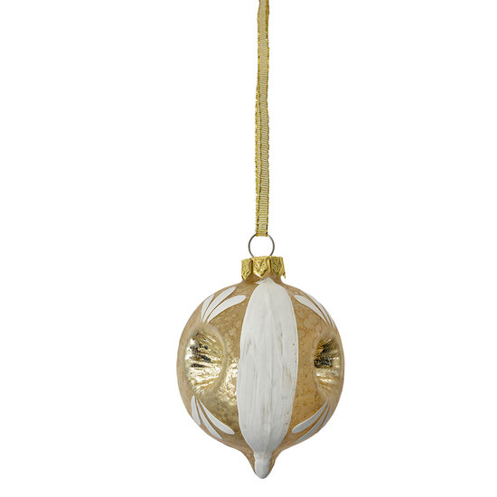 Clayre &amp; Eef   | Kerstbal Grijs Wit &oslash; 5x7 cm | 6GL4708
