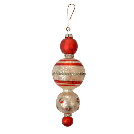 Clayre & Eef | Kersthanger Rood Wit ø 6x17 cm | 6GL4712
