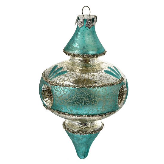 Clayre &amp; Eef   | Kersthanger Blauw Zilverkleurig &oslash; 8x13 cm | 6GL4716