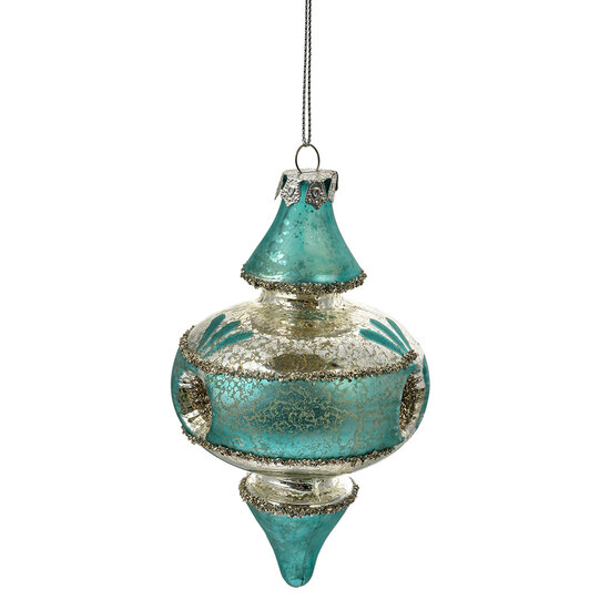 Clayre &amp; Eef   | Kersthanger Blauw Zilverkleurig &oslash; 8x13 cm | 6GL4716