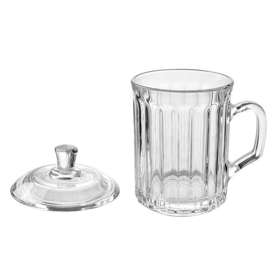 Clayre & Eef | Mok met deksel Transparant 11x9x15 cm / 250 ml | 6GL4727