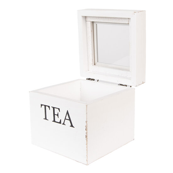 Clayre &amp; Eef   | Theedoos Wit Zwart 12x12x12 cm | 6H2397