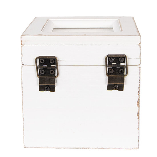 Clayre &amp; Eef   | Theedoos Wit Zwart 12x12x12 cm | 6H2397
