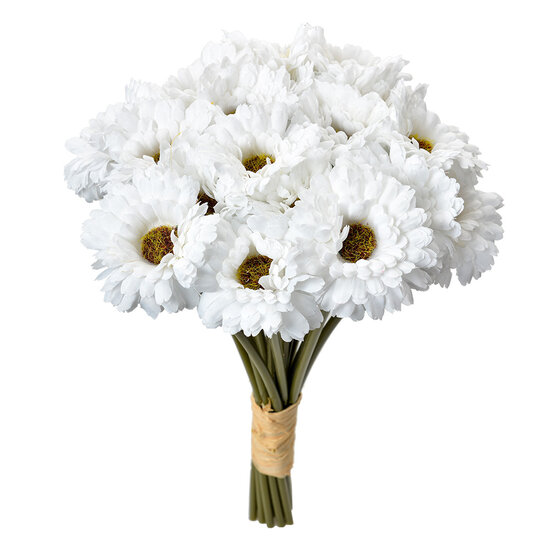 Clayre & Eef | Kunstbloem bos van 18 stuks Wit Groen 15x15x30 cm | 6PL0394W