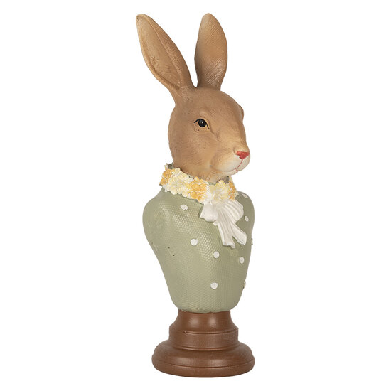 Clayre &amp; Eef   | Decoratie Beeld Konijn Bruin Groen 6x5x18 cm | 6PR5364