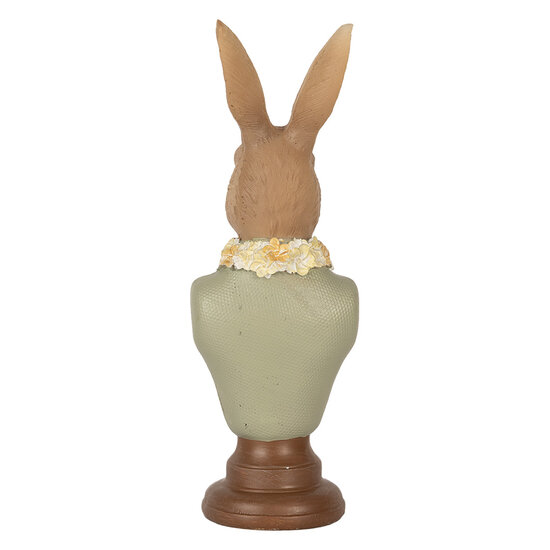 Clayre &amp; Eef   | Decoratie Beeld Konijn Bruin Groen 6x5x18 cm | 6PR5364