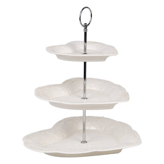 Clayre &amp; Eef   | Etag&egrave;re 2 laags Wit &oslash; 26x31 cm | 6CE2048