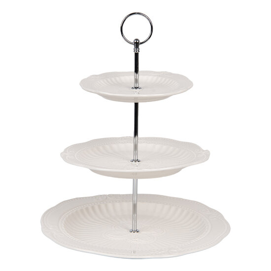 Clayre &amp; Eef   | Etag&egrave;re 2 laags Wit &oslash; 26x31 cm | 6CE2049