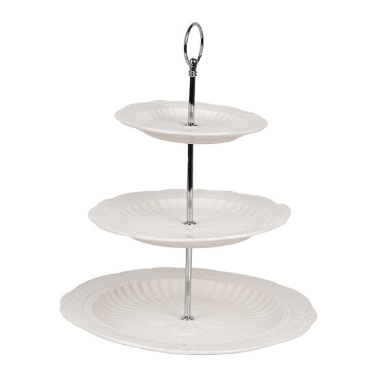 Clayre &amp; Eef   | Etag&egrave;re 2 laags Wit &oslash; 26x31 cm | 6CE2049