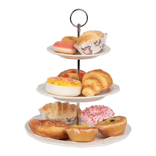 Clayre &amp; Eef   | Etag&egrave;re 2 laags Wit &oslash; 26x31 cm | 6CE2049