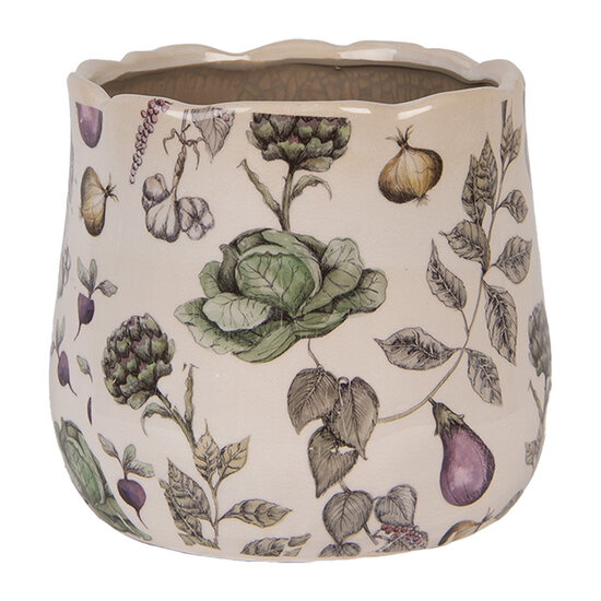 Clayre & Eef | Bloempot Binnen Beige Groen ø 18x16 cm | 6CETKG0001M