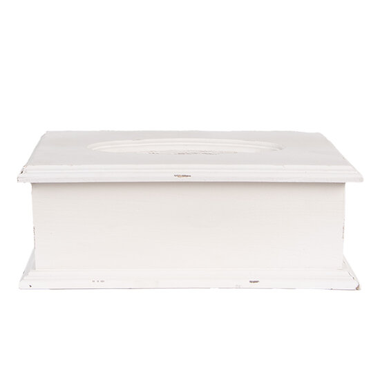 Clayre &amp; Eef   | Tissuebox Wit Zwart 28x16x10 cm | 6H2396