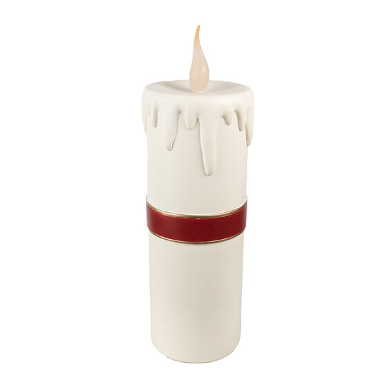 Clayre & Eef | Decoratie kaars met LED Wit Rood 18x20x56 cm / 3xAA | 6PR4237