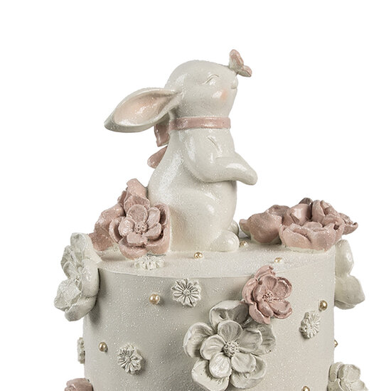 Clayre & Eef | Decoratie taart Wit Roze Goudkleurig ø 18x32 cm | 6PR5229