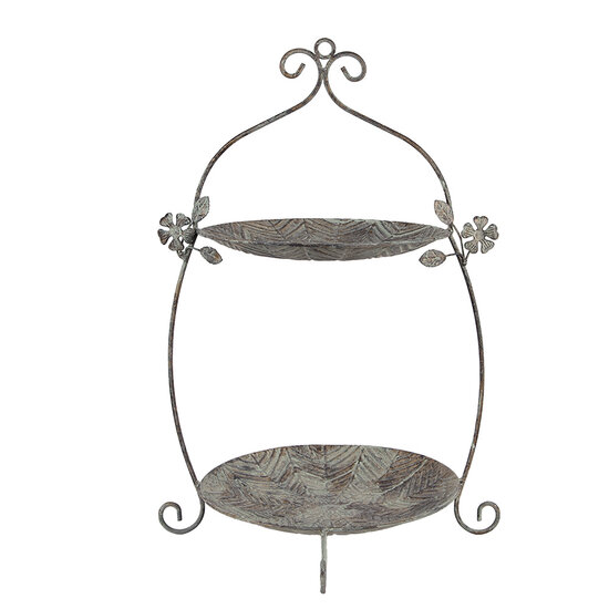 Clayre & Eef | Etagère 2 laags Groen Bruin 34x32x50 cm | 6Y5657