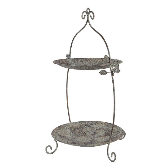 Clayre & Eef | Etagère 2 laags Groen Bruin 34x32x50 cm | 6Y5657