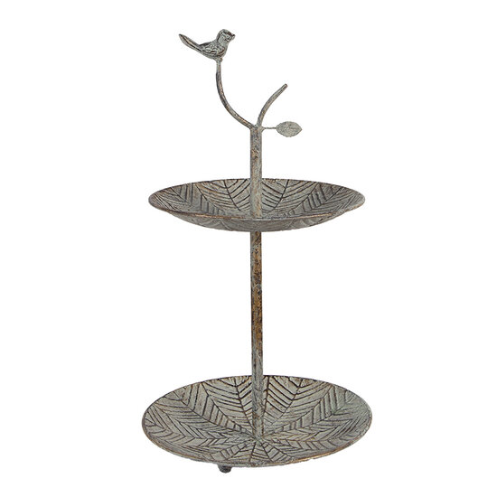 Clayre & Eef | Etagère 2 laags Groen Bruin ø 26x48 cm | 6Y5658
