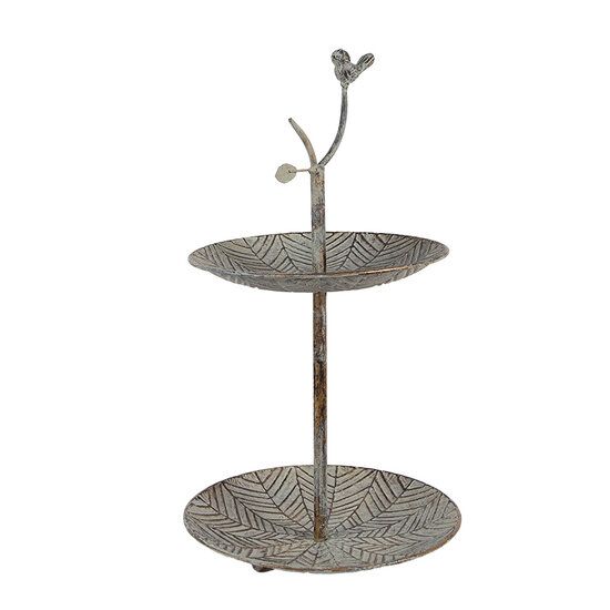 Clayre & Eef | Etagère 2 laags Groen Bruin ø 26x48 cm | 6Y5658
