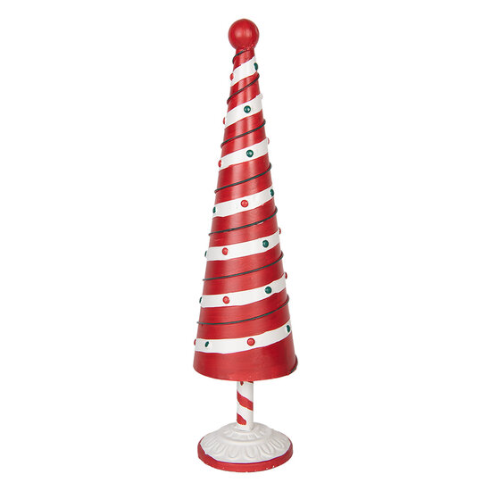 Clayre & Eef | Kerstdecoratie Kerstboom Rood Wit ø 13x49 cm | 6Y5735