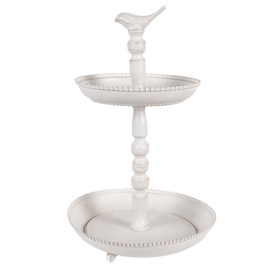 Clayre & Eef | Etagère 2 laags Wit ø 27x41 cm | 6Y5738