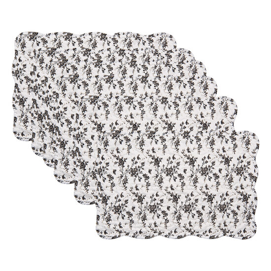 Clayre & Eef | Placemats Set van 6 Wit Bruin 48x32 cm | Q205.040