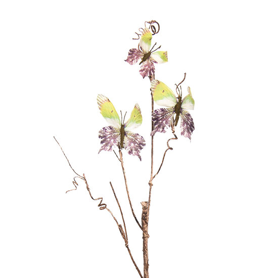 Clayre & Eef | Decoratie Tak met vlinders Groen 14x5x85 cm | 50806
