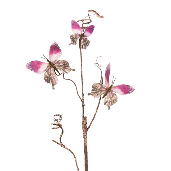 Clayre &amp; Eef   | Decoratie Tak met vlinders Roze 14x5x85 cm | 50808