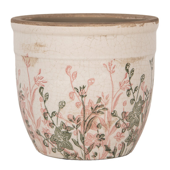 Clayre & Eef | Bloempot Binnen Beige Roze ø 13x11 cm | 6CE1974S