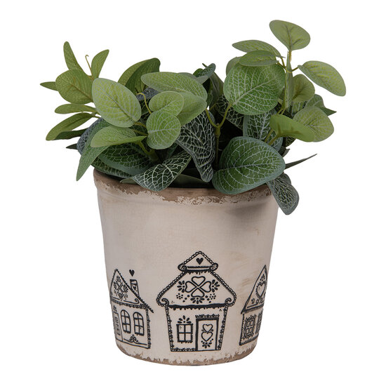 Clayre & Eef | Bloempot Binnen Beige Zwart ø 17x16 cm | 6CE2123L
