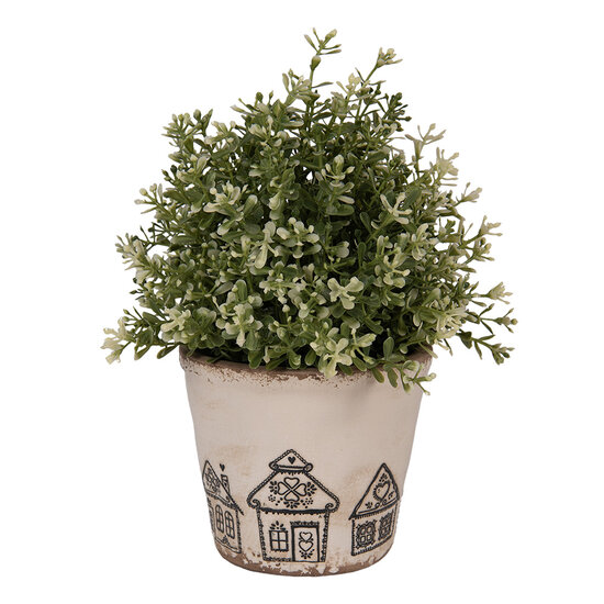 Clayre & Eef | Bloempot Binnen Beige Zwart ø 12x11 cm | 6CE2123S